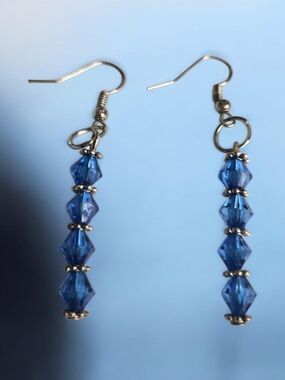 Blue Crystal Dangle Earrings - Elegant Women's Jewelry